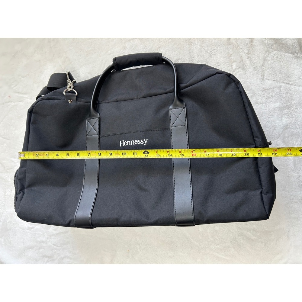 Hennessy Black Canvas Duffel Bag Weekend Travel Gym Bag with Shoe Compartment - Picture 5 of 8